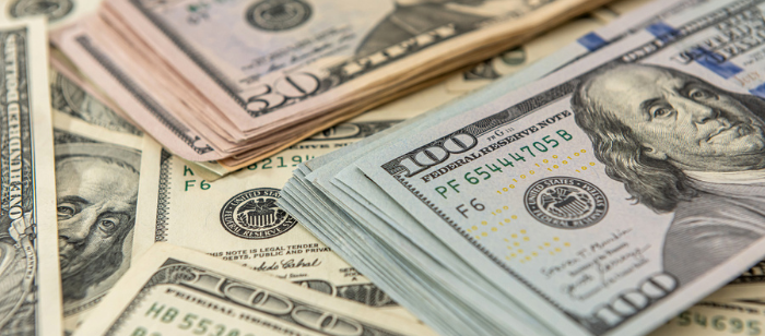 Background of US dollar bills. Top view point. financial concept
