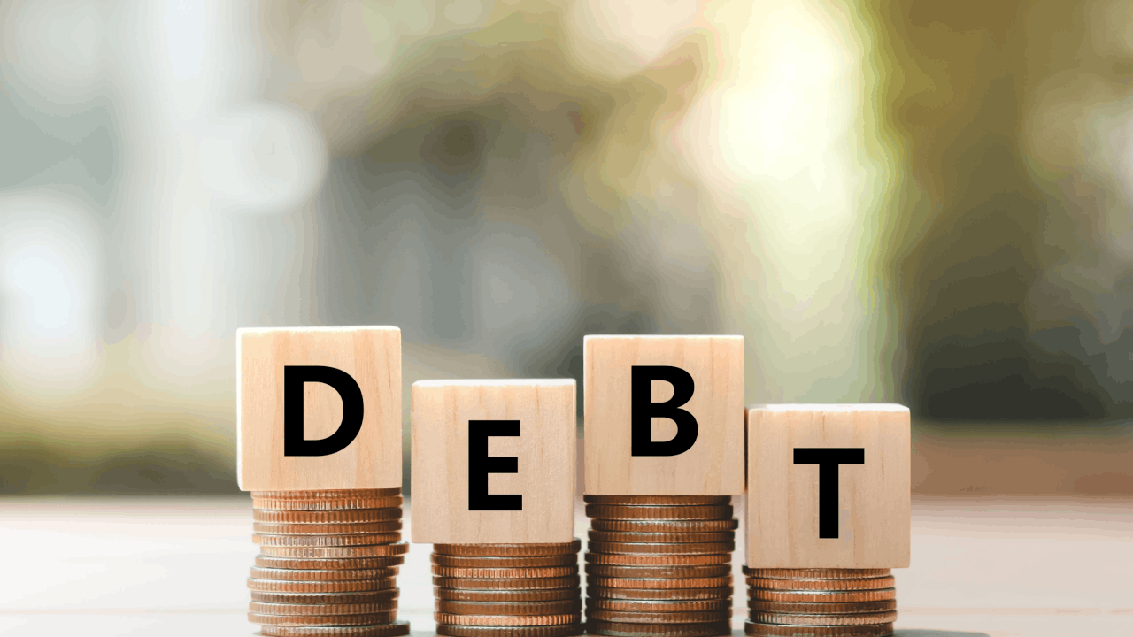 What types of debt usually cannot be erased or reduced shown with DEBT wooden blocks on coin stacks representing non-dischargeable obligations